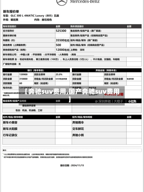 【奔驰suv费用,国产奔驰suv费用】